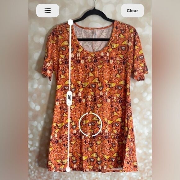 🔵 5 for $25 LULA ROE orange and fall colored patterned short sleeve tee - Picture 4 of 5